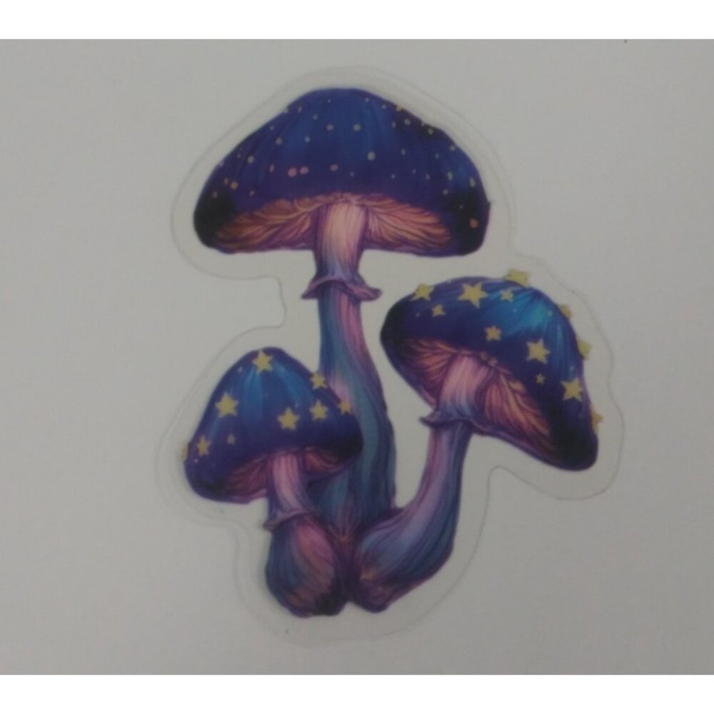 10/$10 Purple Star Mushrooms Transparent Sticker 2.25" x 1.75" (AU)